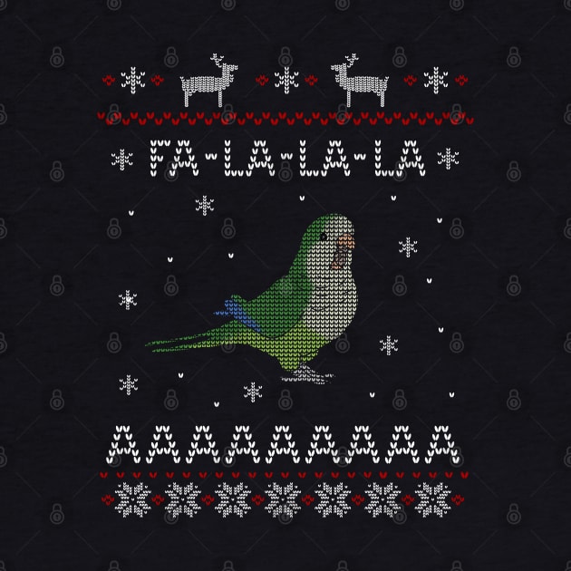 FA LA LA Ugly Christmas Green Monk Parakeet by FandomizedRose